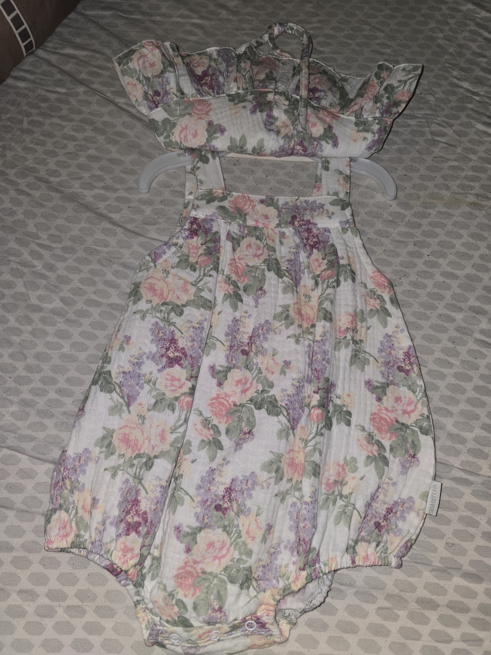 Floral Baby Romper with Matching Hat